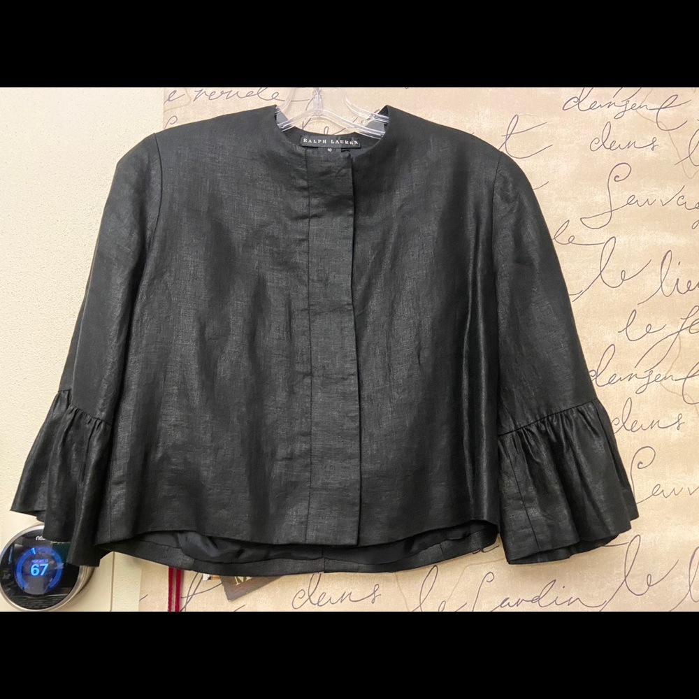 Ralph Lauren Black Label Sz 10 Blk Linen Jacket